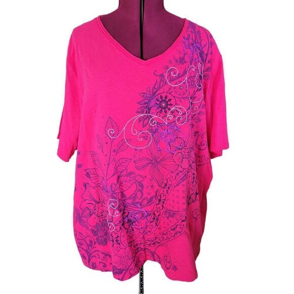 Liz & Me for Catherines Floral Print Tee (Size 4X) - Picture 1 of 8